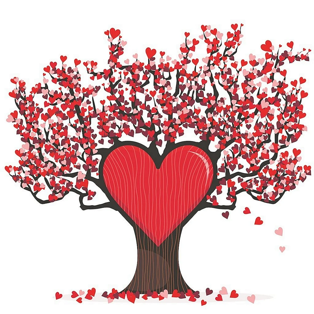 Дерево с сердечками