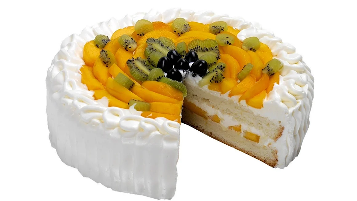 Бисквитный торт с фруктами