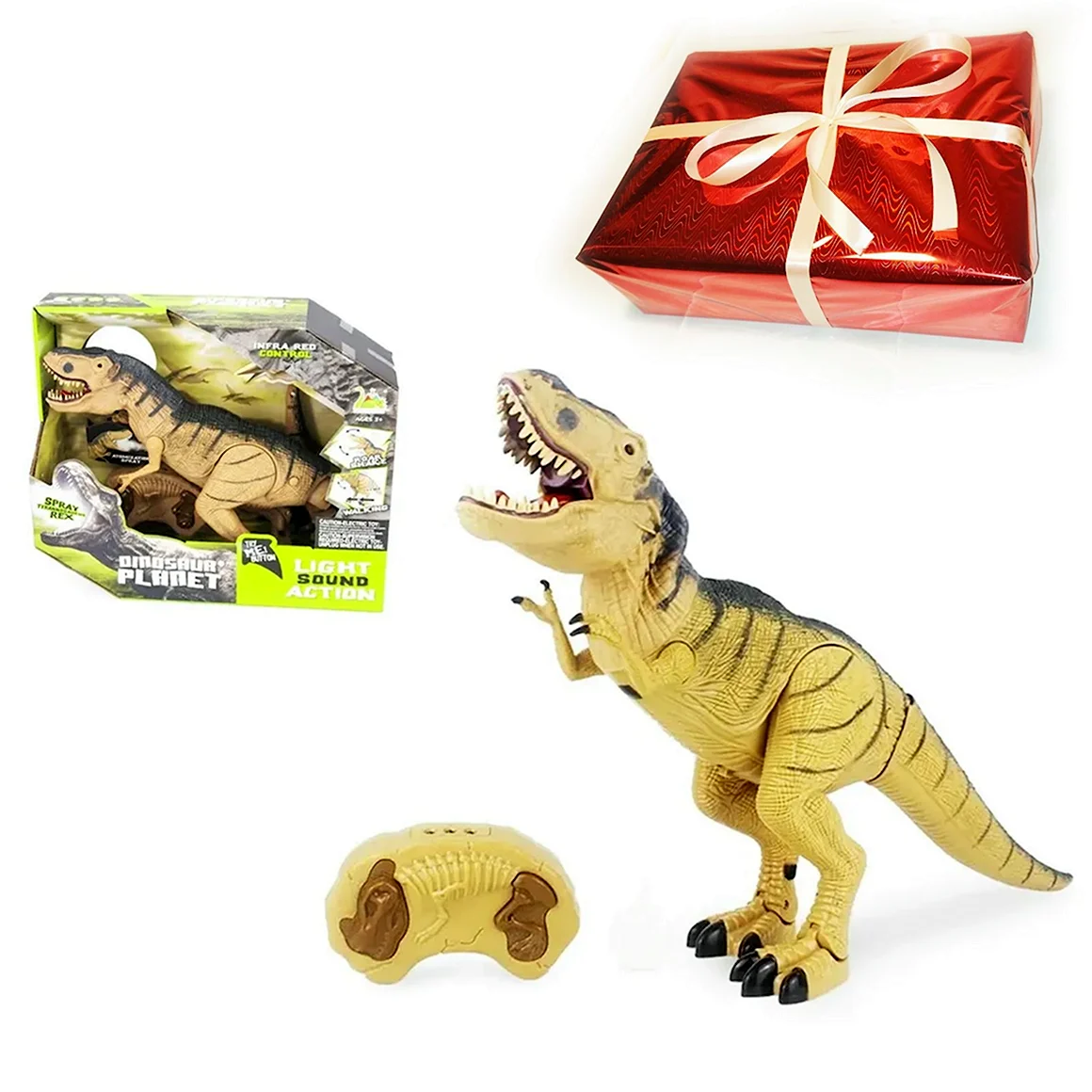 Динозавр с подарком