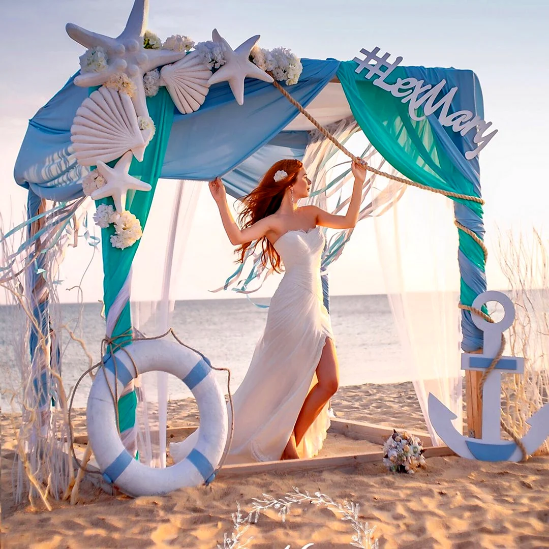 Фотозона на свадьбу в морском стиле
