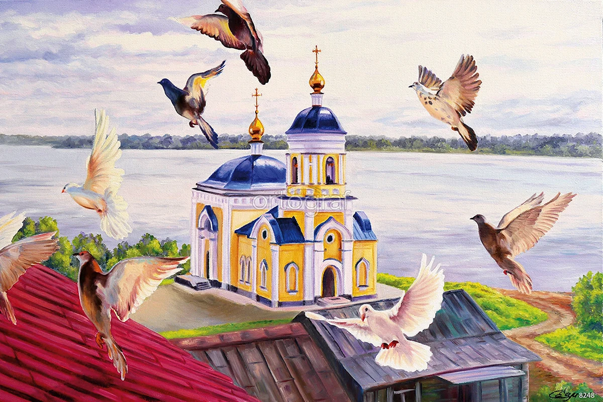 Храм и птицы