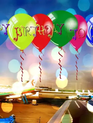 Открытка с днем рождения с самолетом
