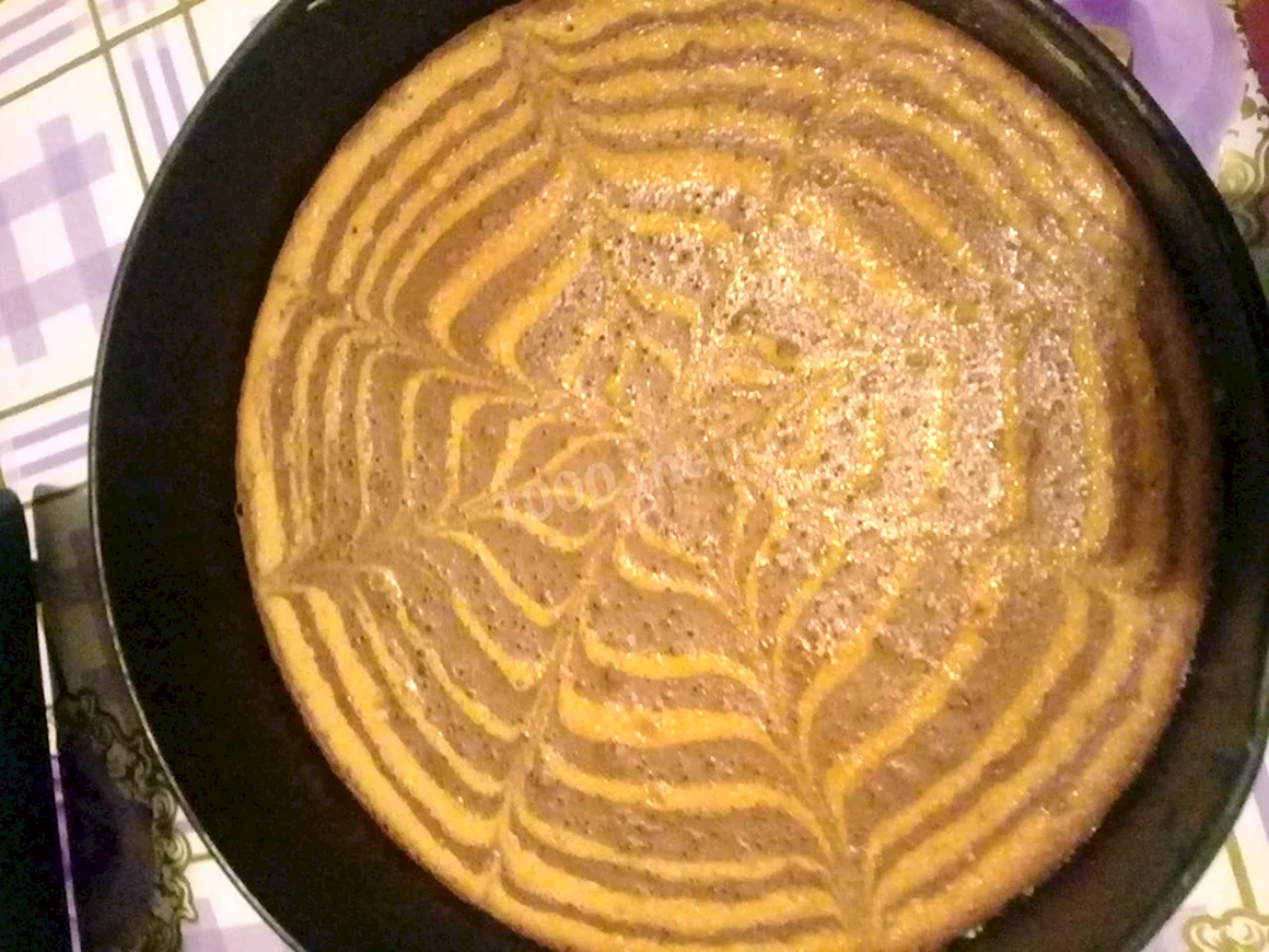 Пирог Зебра на сковороде
