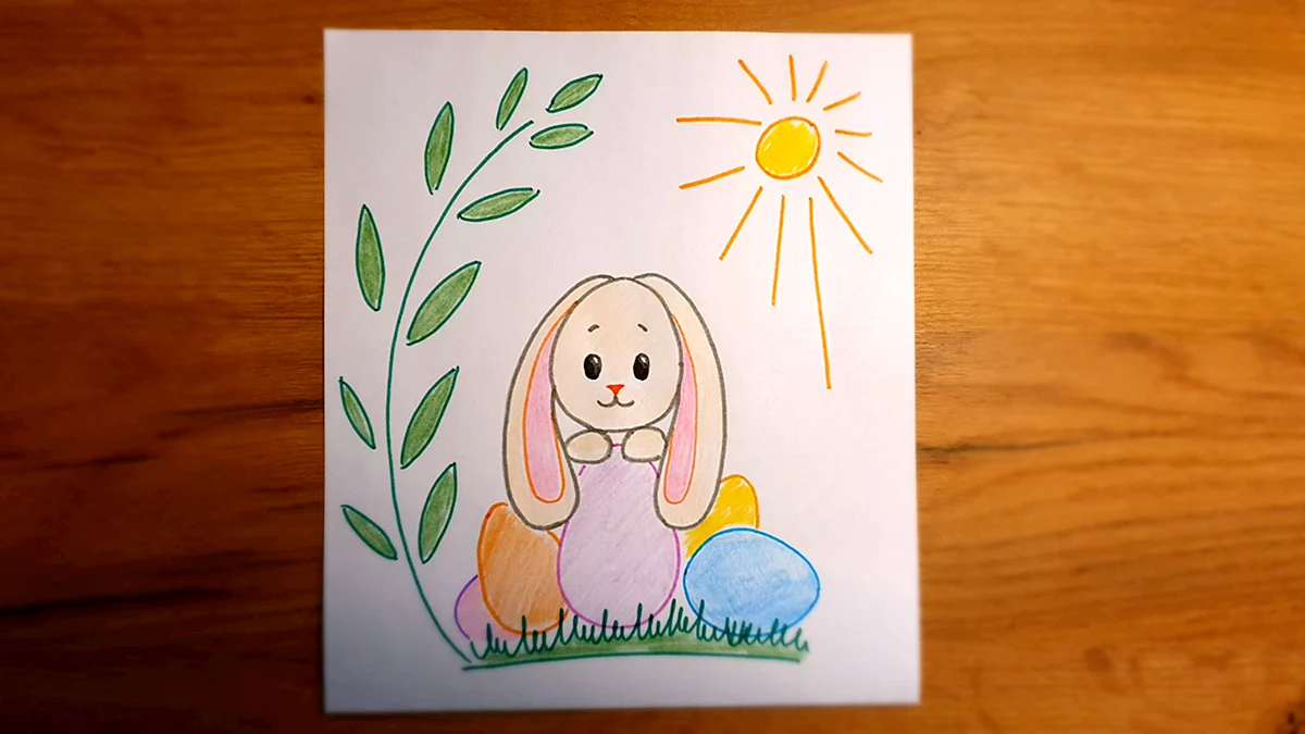 Рисунок на Пасху с зайцем