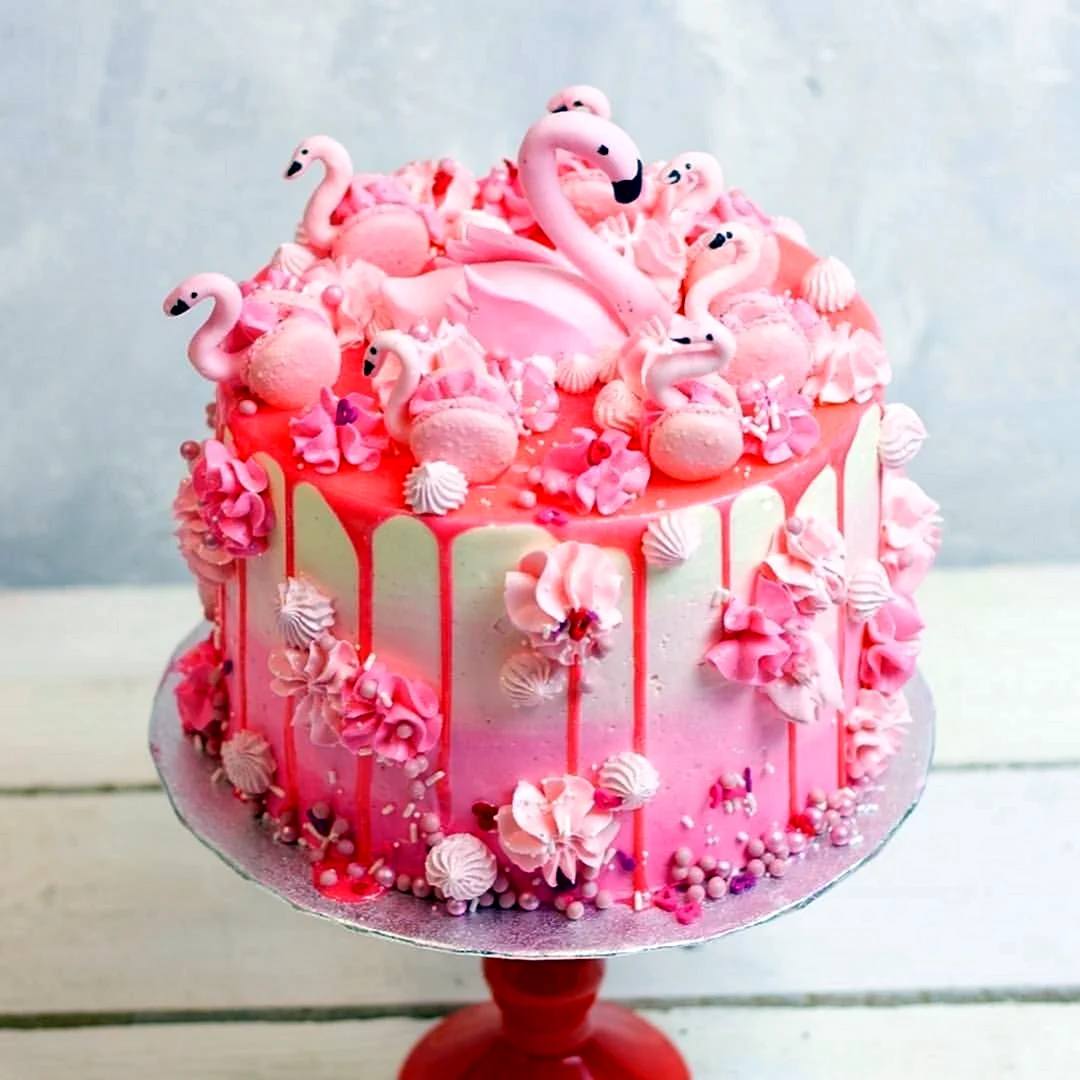 Торт розовый Фламинго