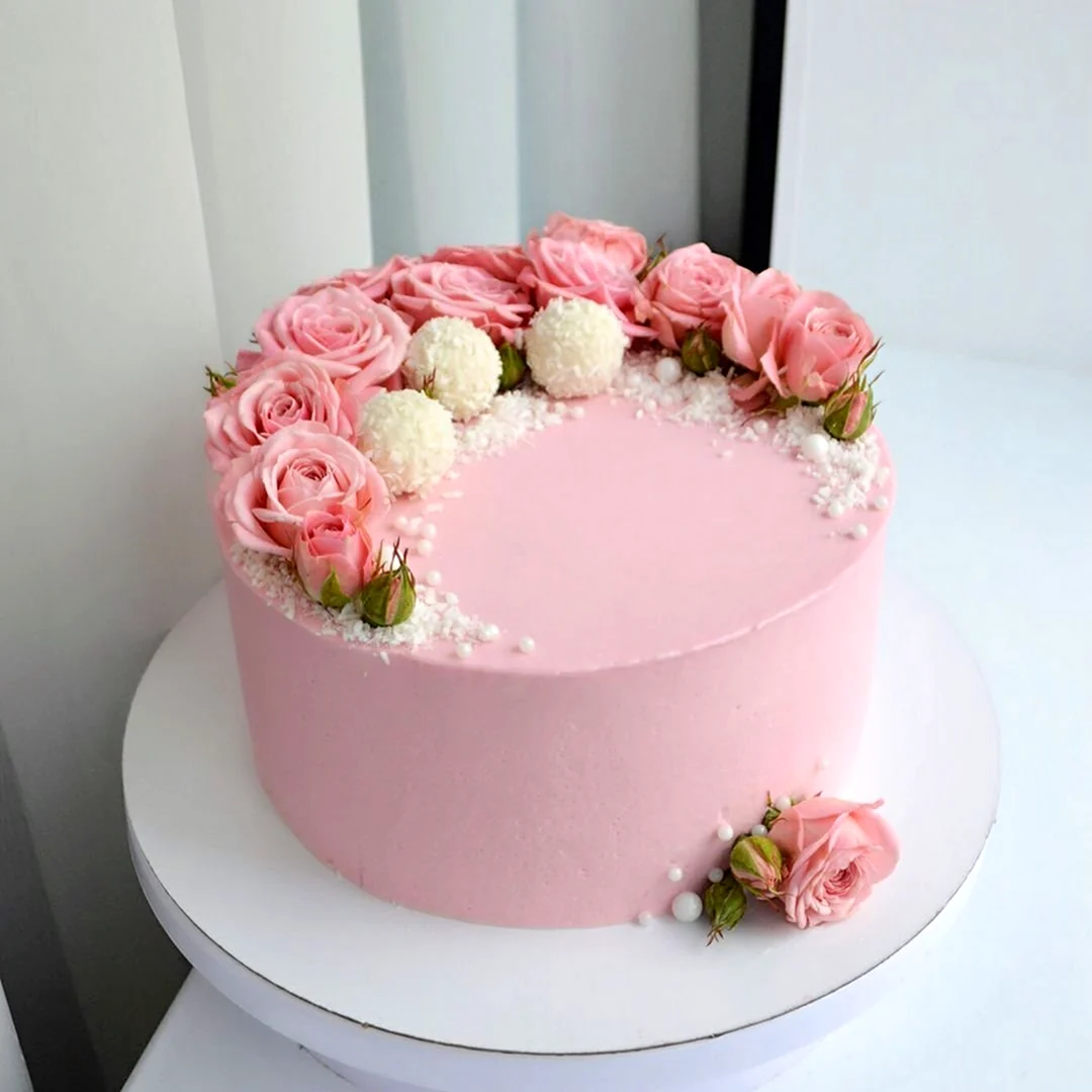 Торт розовый крем чиз