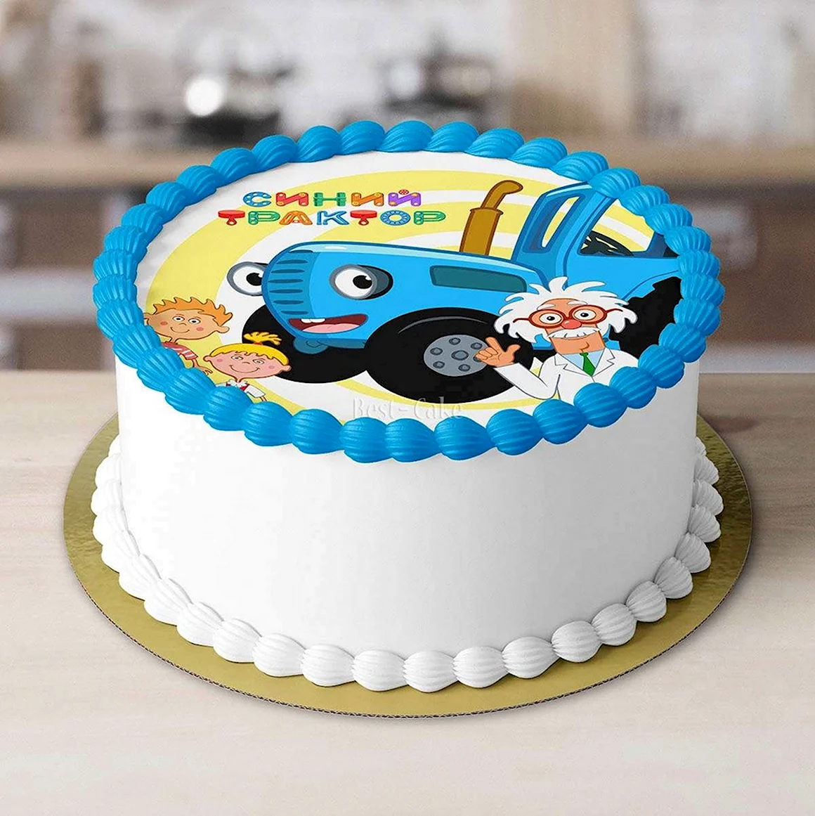 Торт синий трактор для мальчика