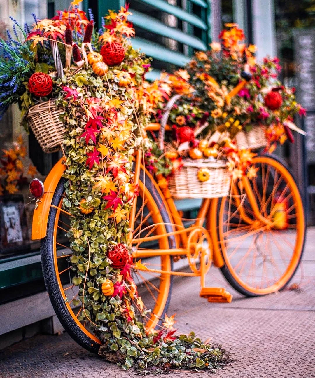 Велосипед декор в осеннем стиле