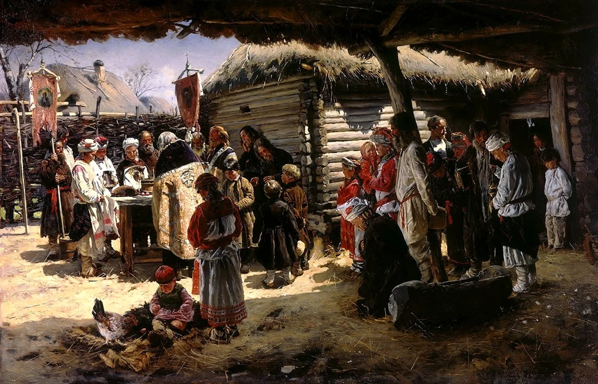Владимир Егорович Маковский молебен на Пасху 1887-1888.